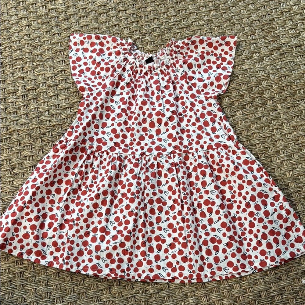 Tea Collection Red and White Apple Kids Dress